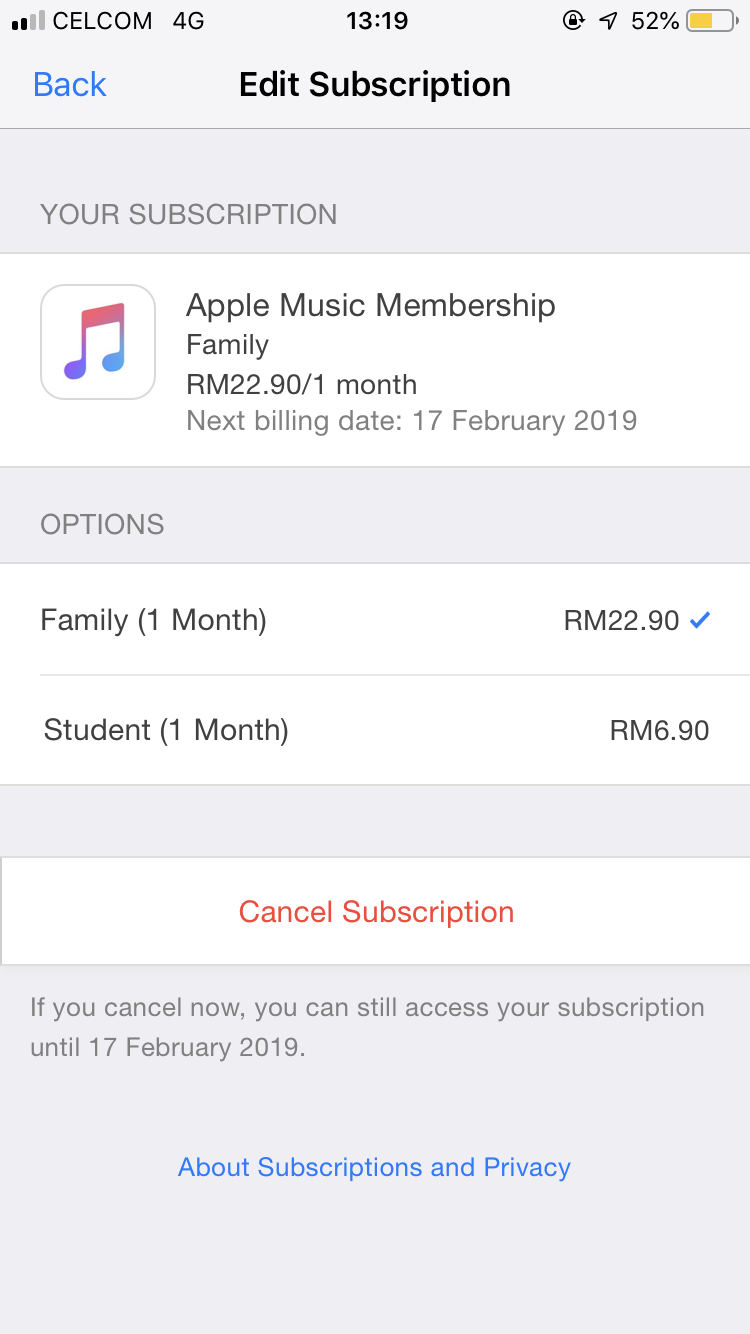 Apple Music Individual Subscription Is M Apple Community