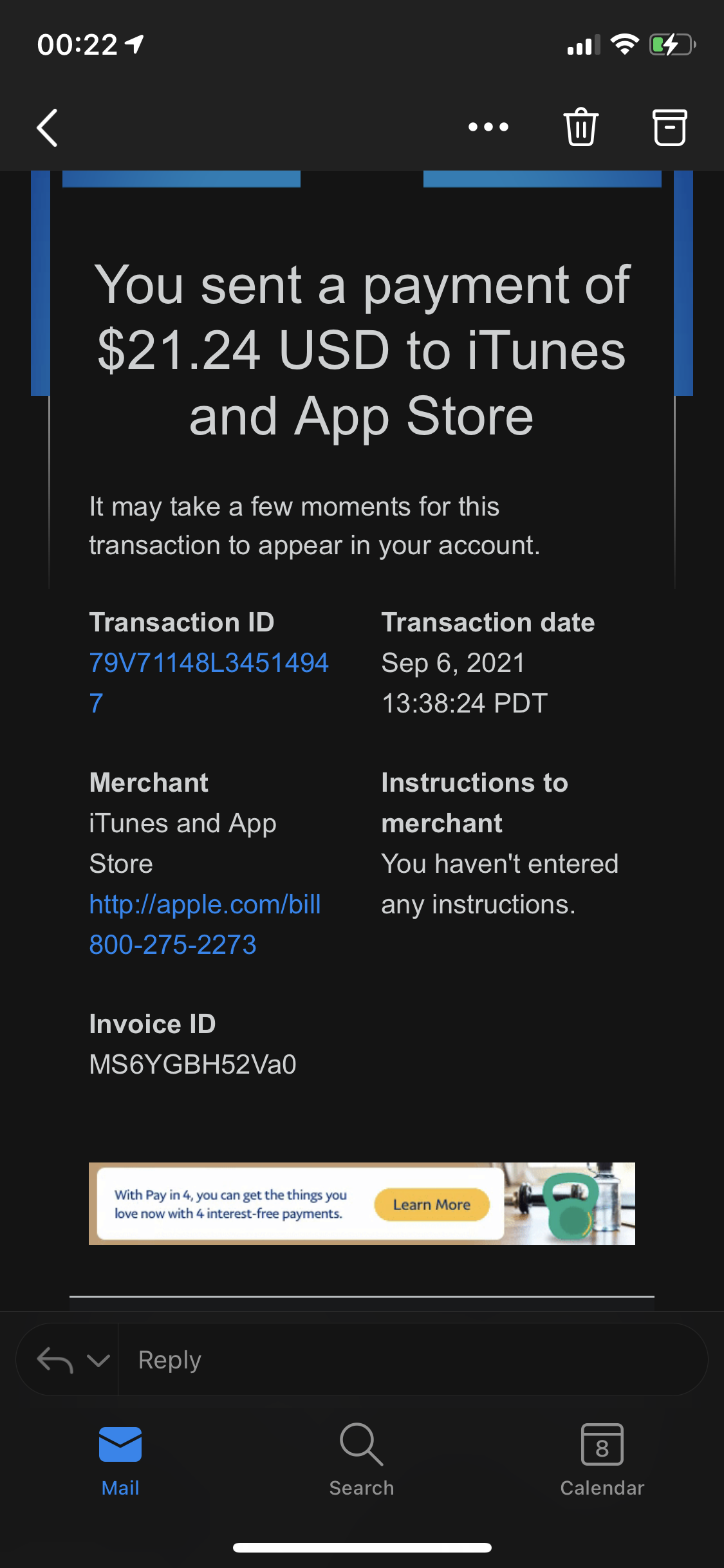 I do not know why I sent a payment of $21… - Apple Community