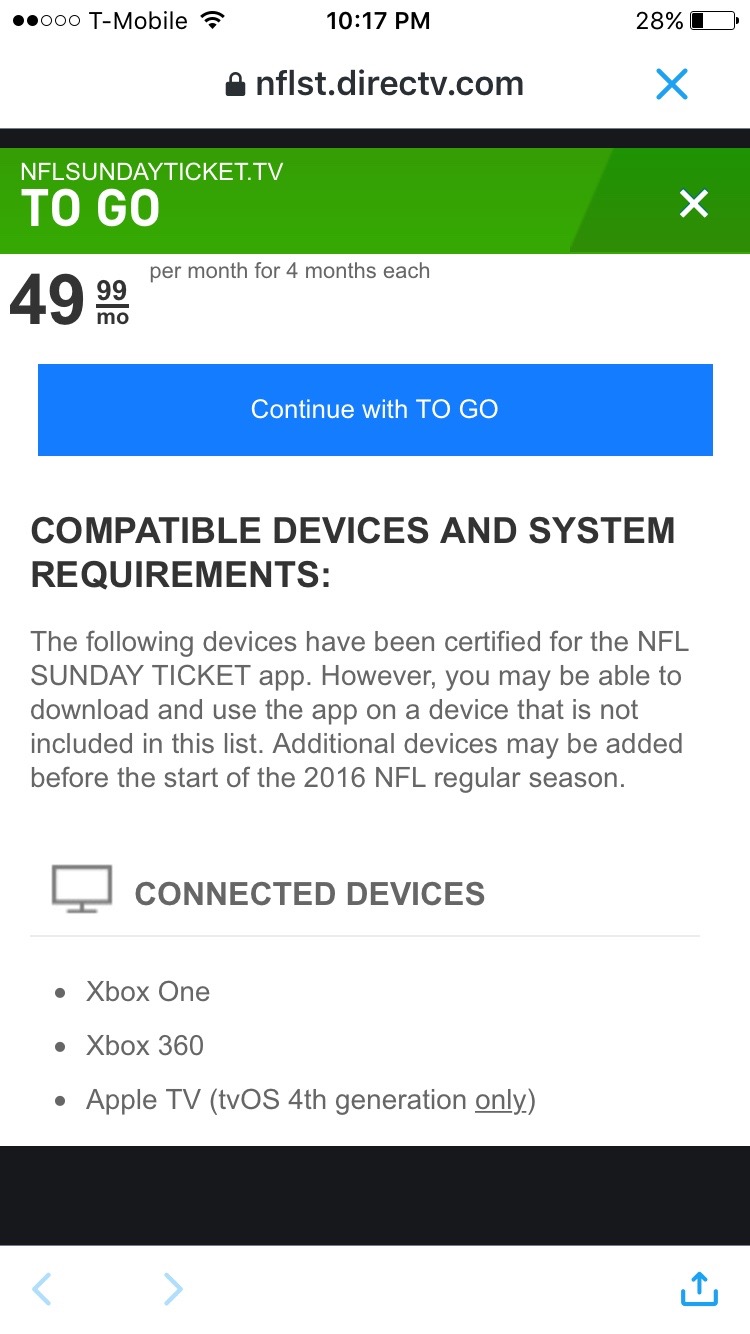 NFL Sunday Ticket on Apple tv 4, Where's … - Apple Community