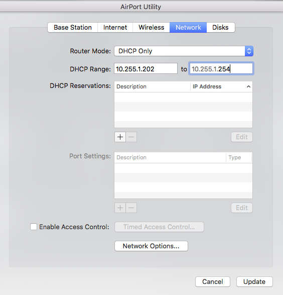 Airport Extreme DHCP & NAT settings - can… - Apple Community