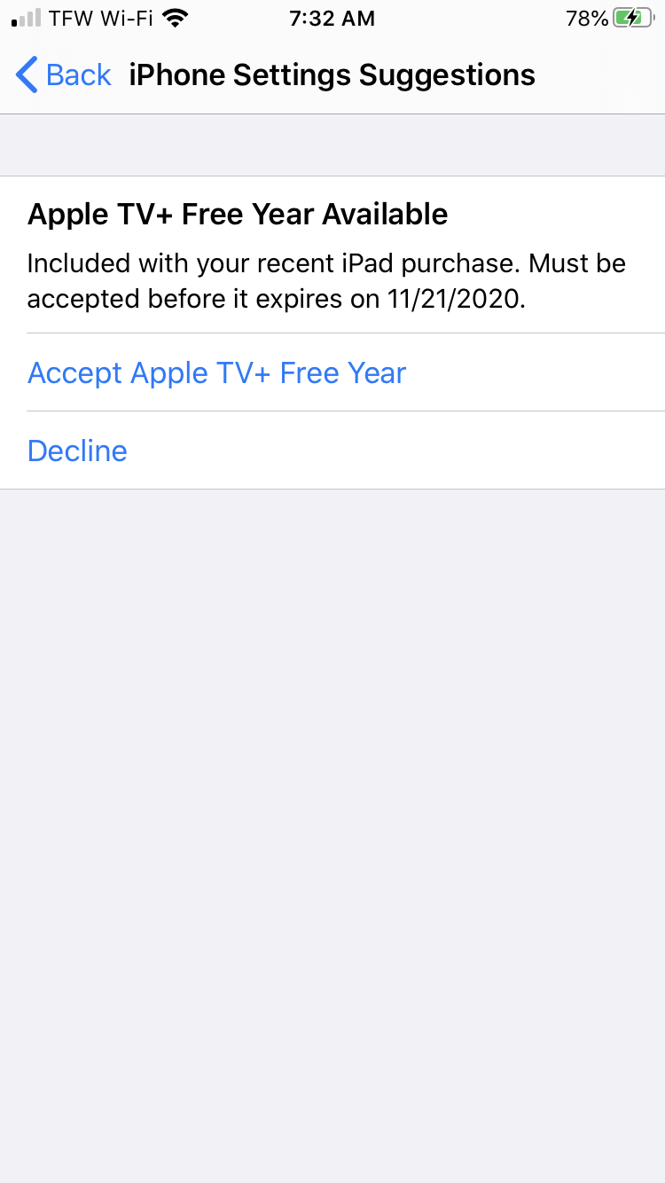 1 year free apple tv with new device Apple Community