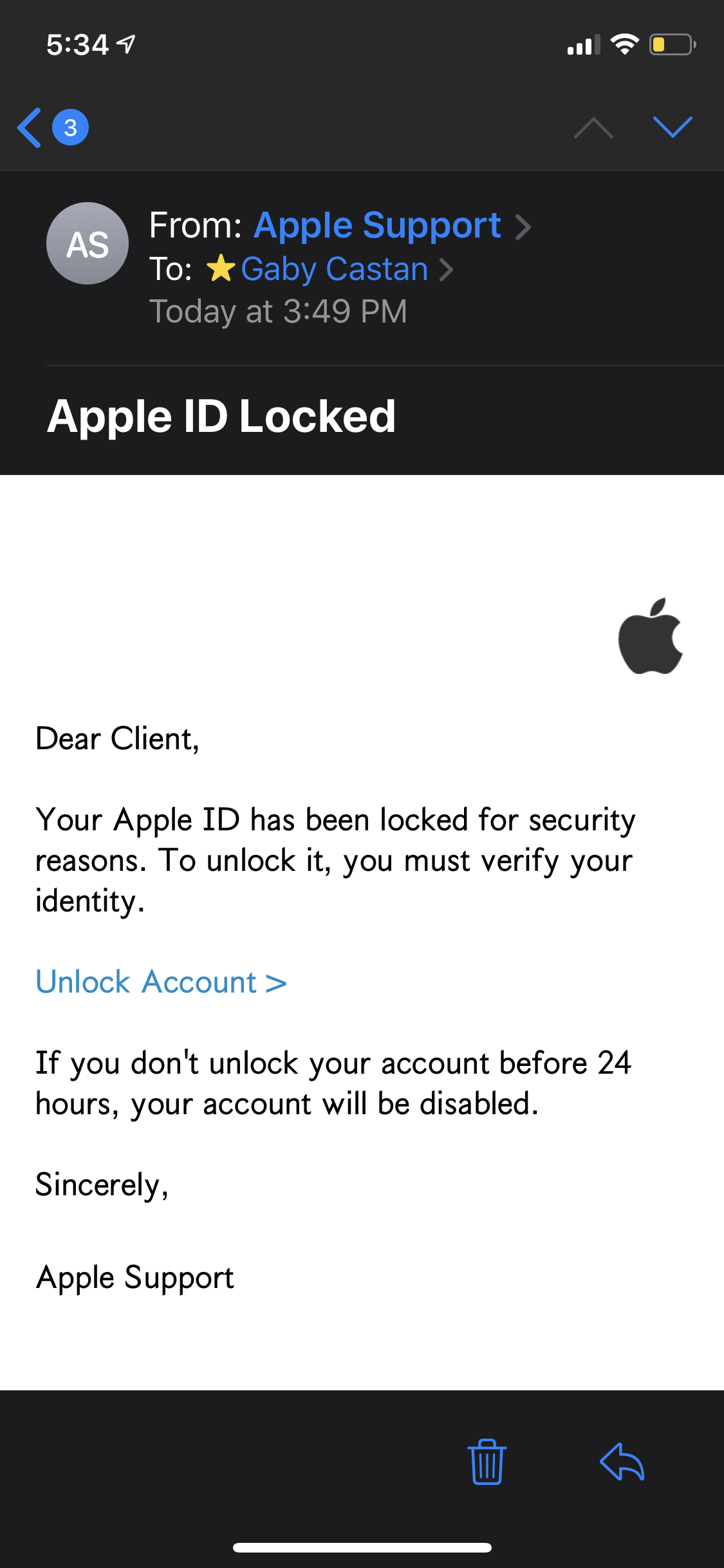Email scam Apple Community