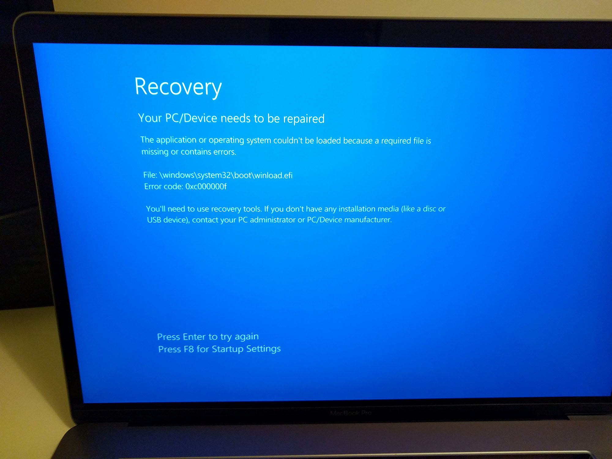 Error with Macbook Pro 2016 and Bootcamp … Apple Community