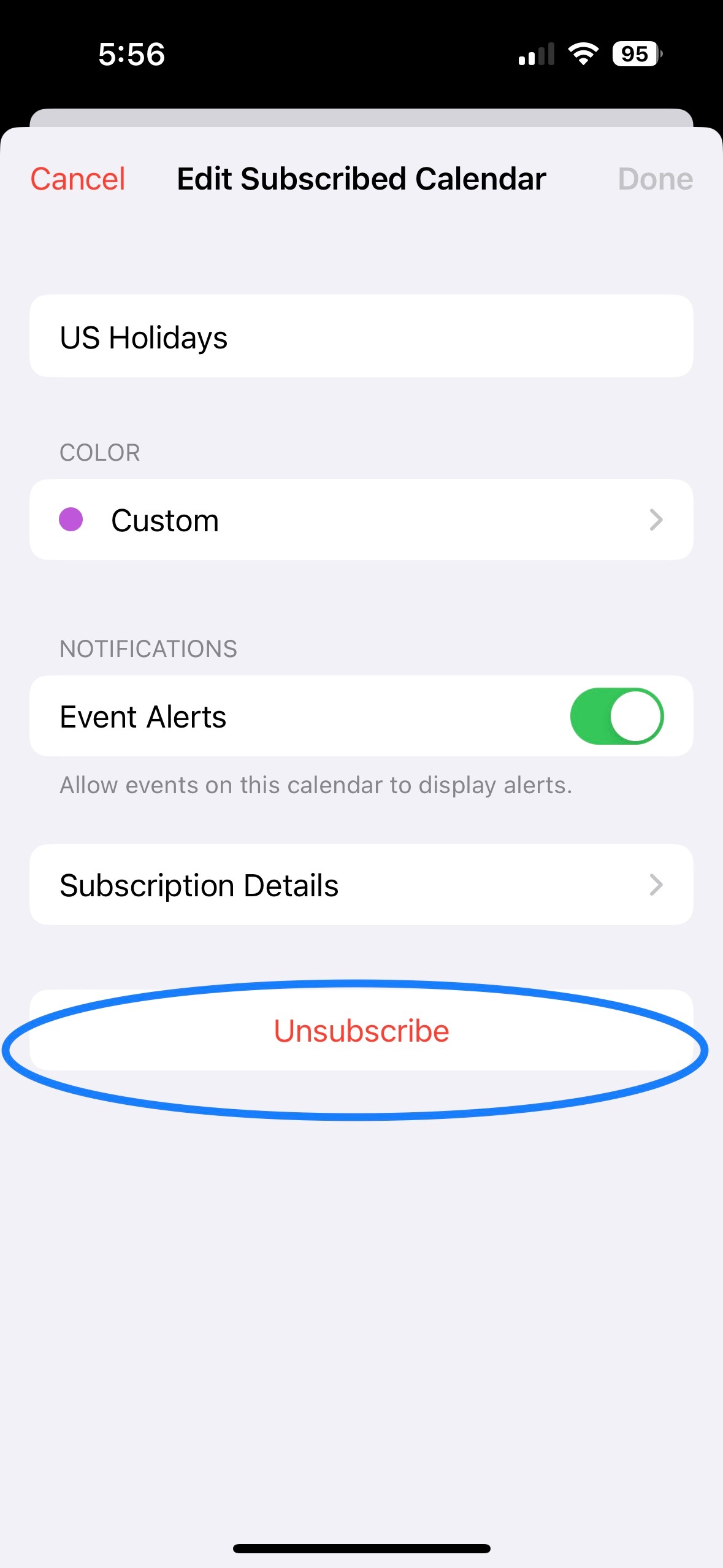 Apple iCal US holidays calendar unsubscri Apple Community