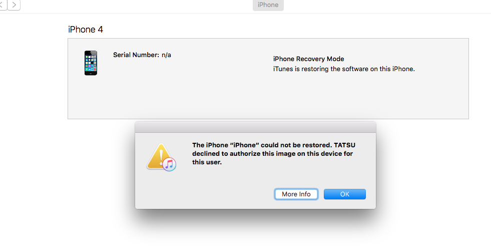 Не удалось восстановить iphone declined to authorize this image on this device for this user