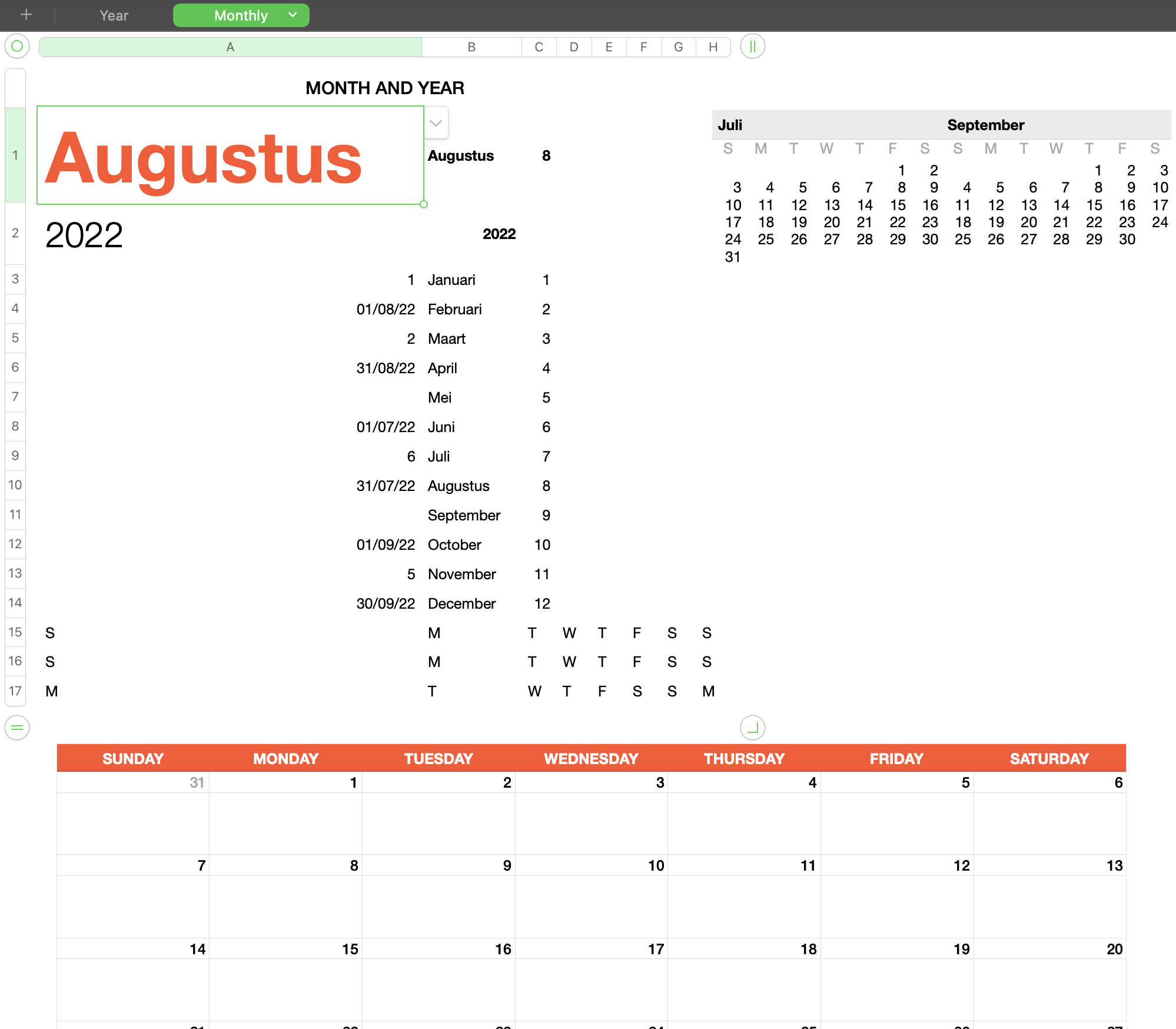 Editing Numbers Calendar Template for non… - Apple Community