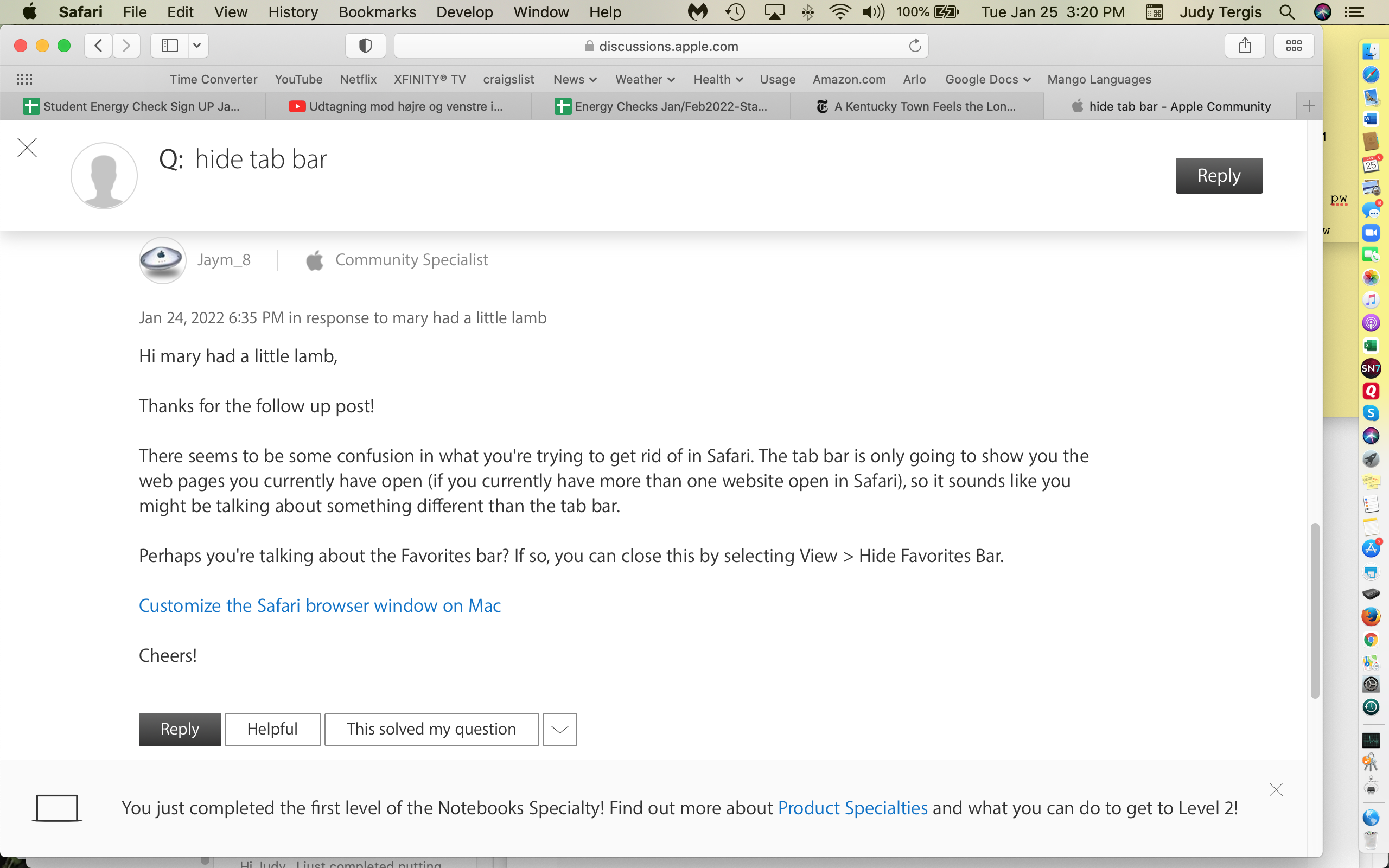 hide tab bar Apple Community
