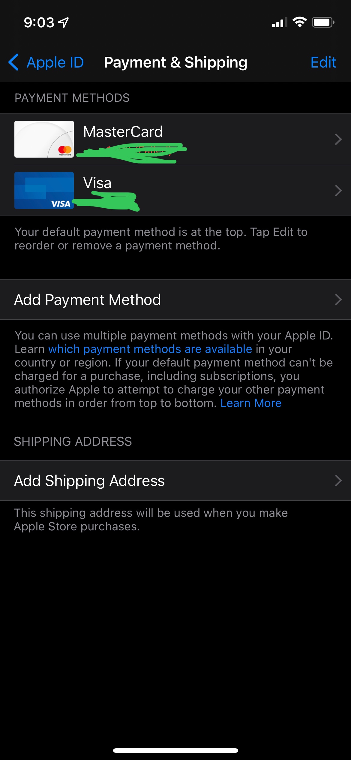 I can’t remove my Visa card Apple Community