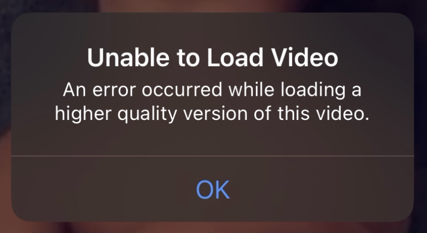 Unable to load video error after iphone m… - Apple Community