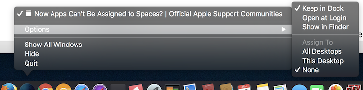 Cannot assign app to space mac os