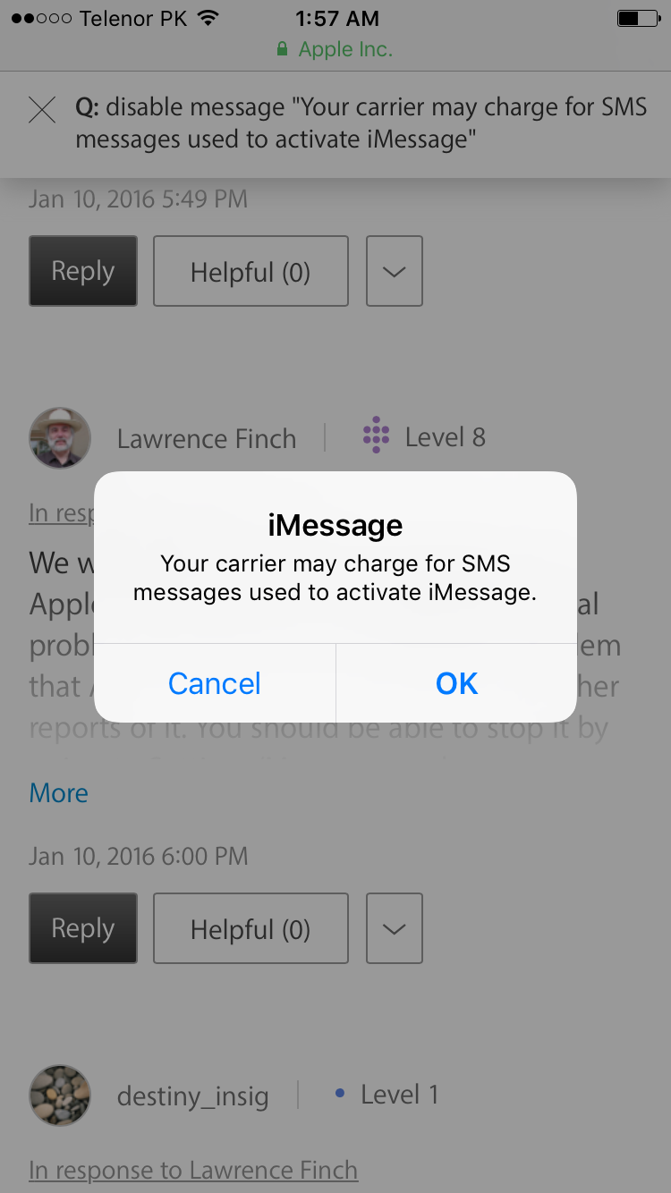 Your Carrier May Charge For SMS Message U… - Apple Community