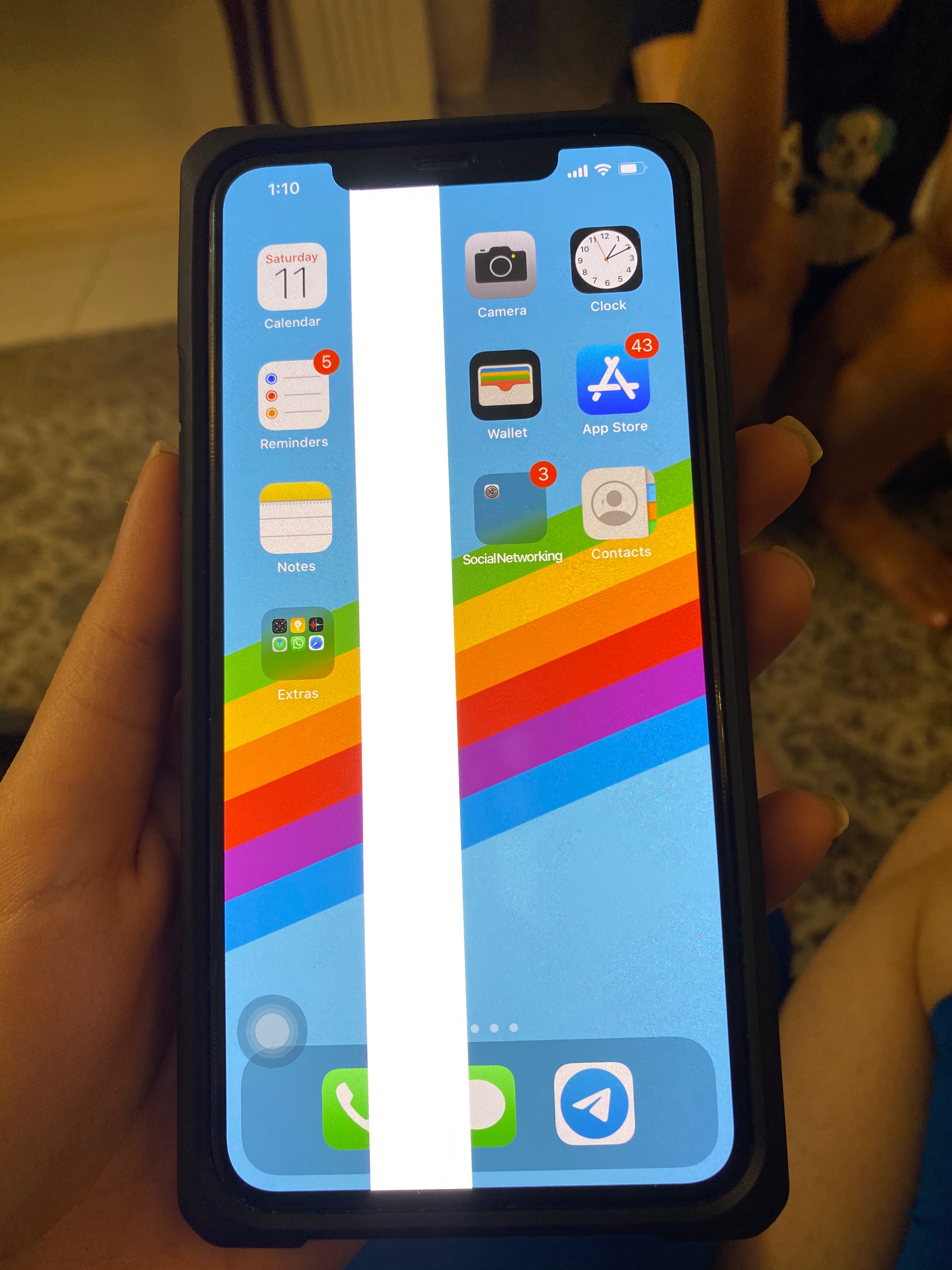 vertical lines on iphone screen after water