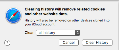 Clearing cache and cookies on macbook