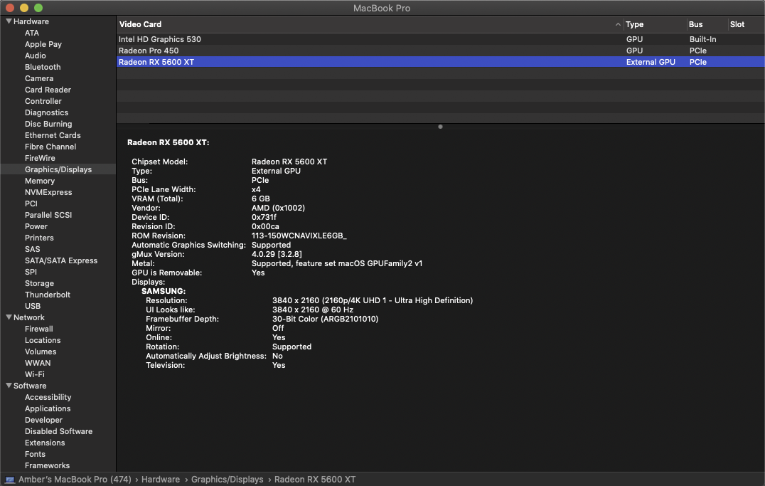 eGPU Radeon 5700 XT showing up as 5600 XT? - Apple Community