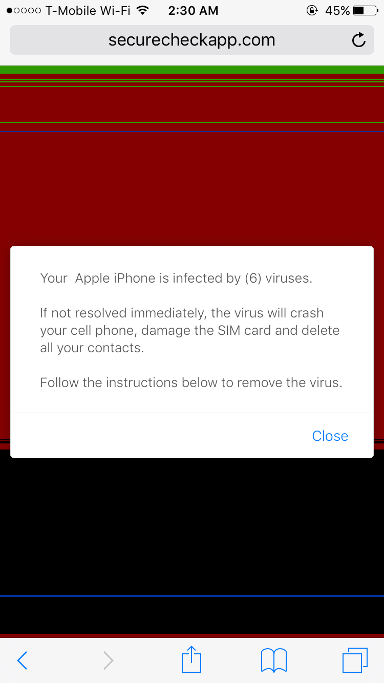 Apple security warning on iPhone Apple