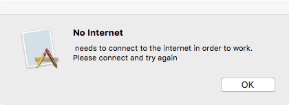 no internet connection message