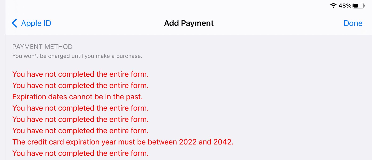 Payment could not be completed - Apple Community