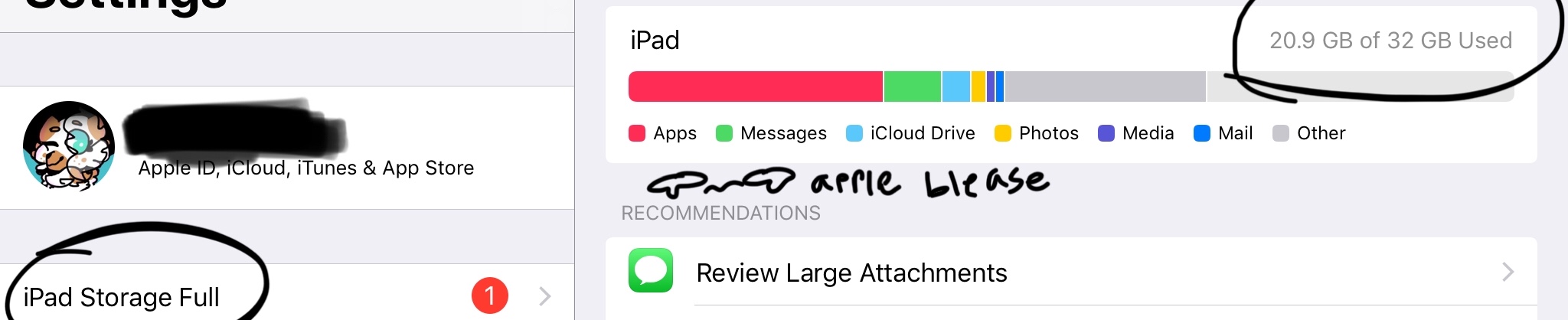 My iPad says it's storage is full, but it… - Apple Community