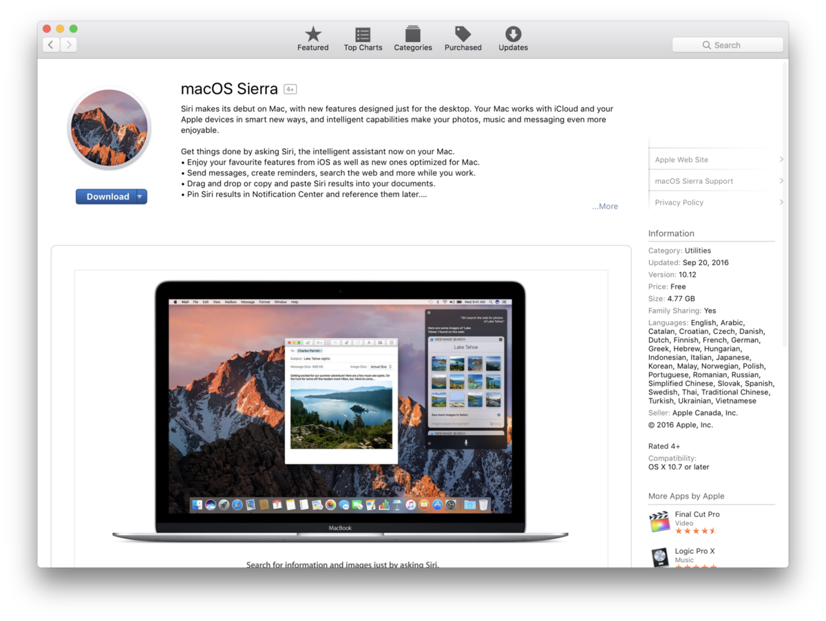 Mac Os X Sierra App Store