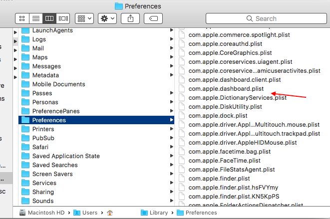 Файл com apple finder plist отсутствует