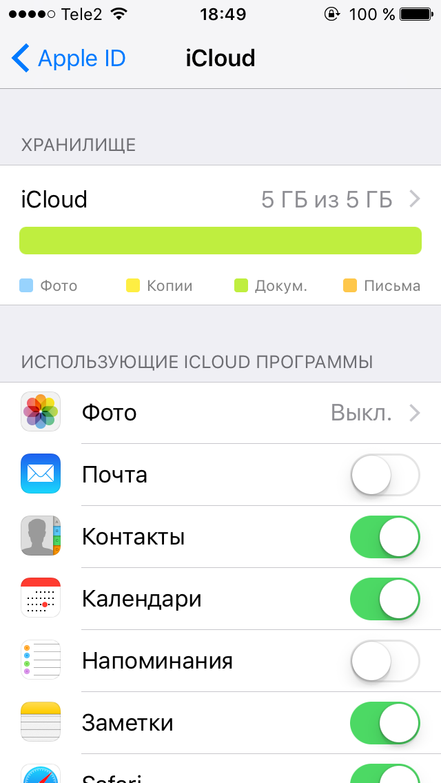 Что значит icloud заполнен