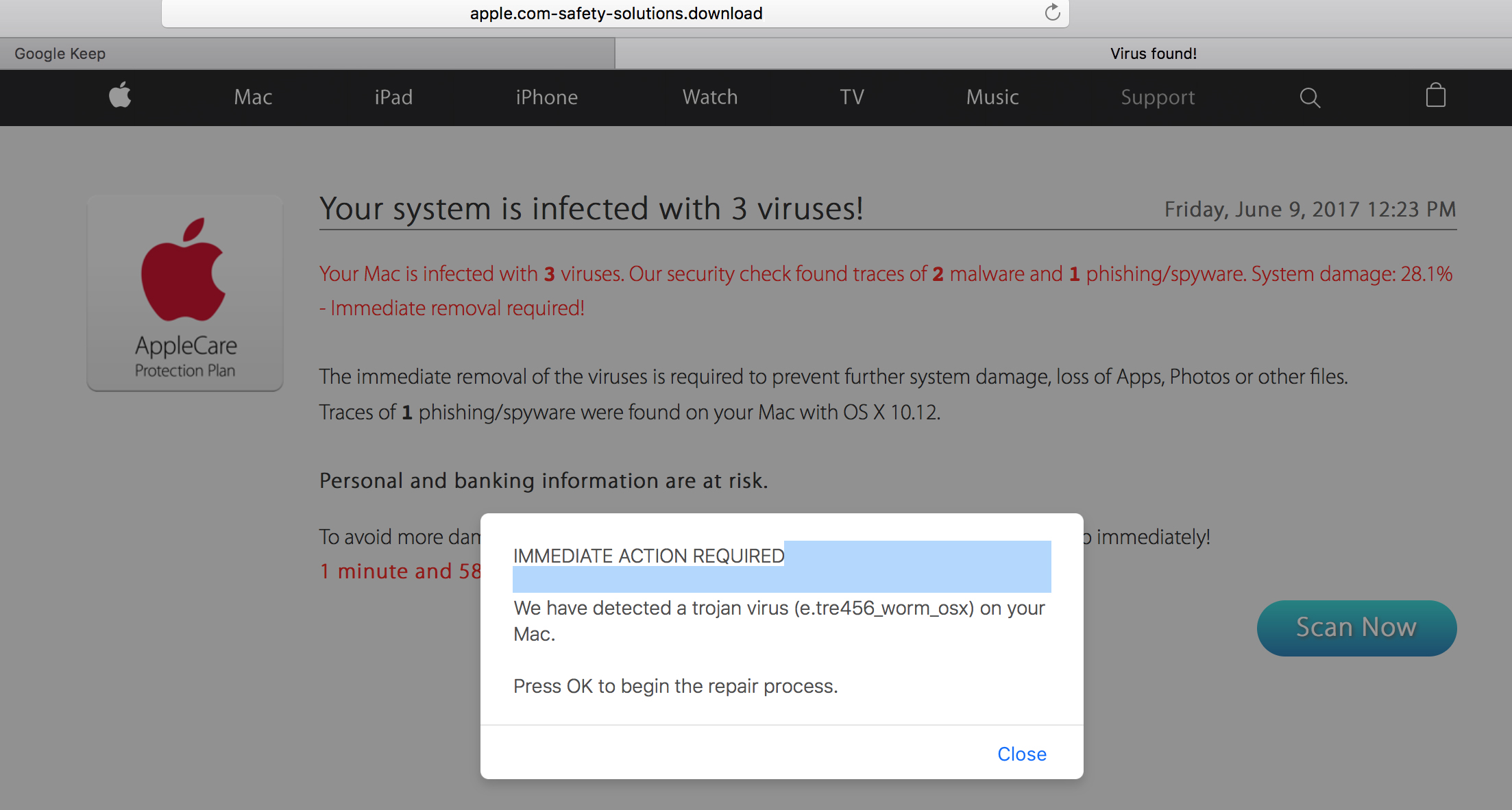 Приложение not a virus. Эпл ком. Virus detected Phone.