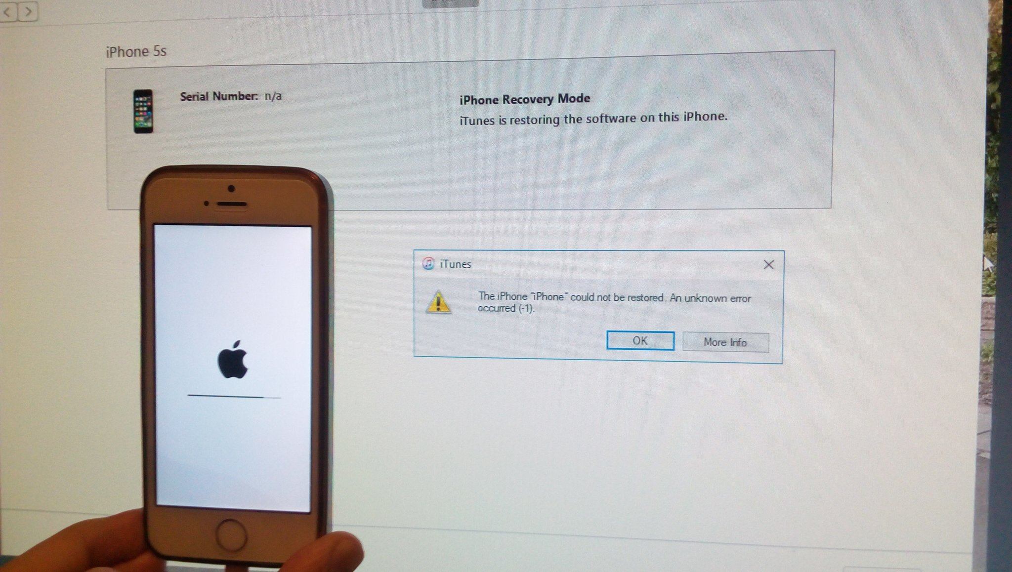 iPhone 5s Update or Recovery error(-1) - Apple Community
