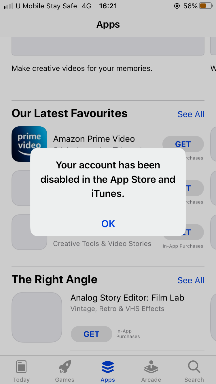 what to do if apple id is disabled in app store