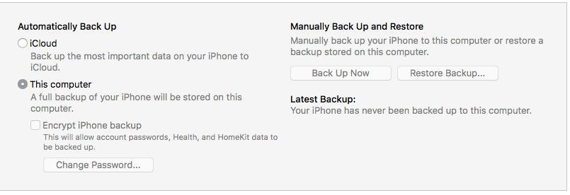 back up now greyed out itunes mac