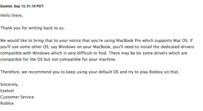 Roblox Dosen T Work On Boot Camp Apple Community - roblox drivers mac