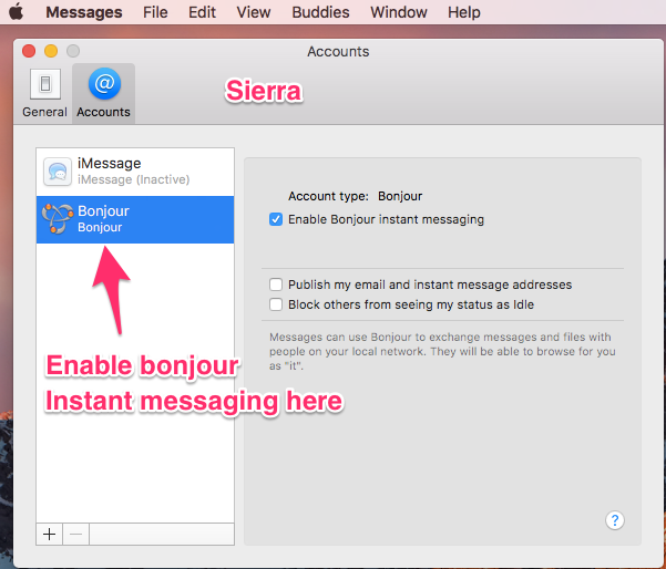 Bonjour instant messaging Apple Community