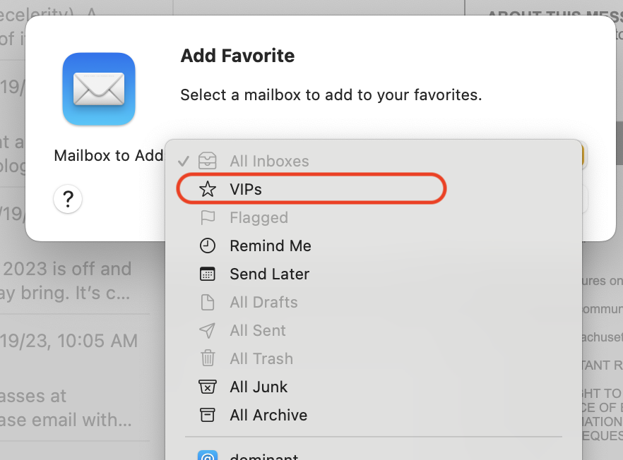 My Apple Mail VIP mailbox no longer displ… Apple Community