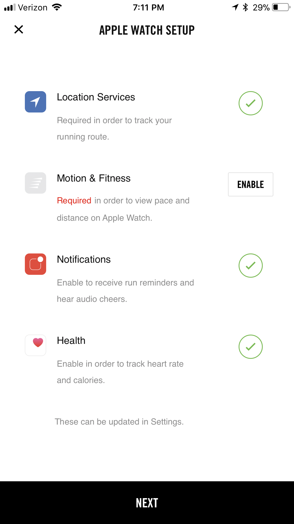nike run club apple watch motion and fitness access required