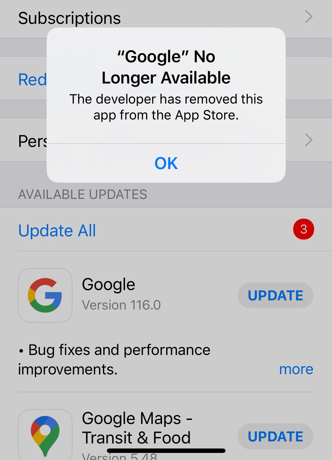 What happens when app is removed from App Store?