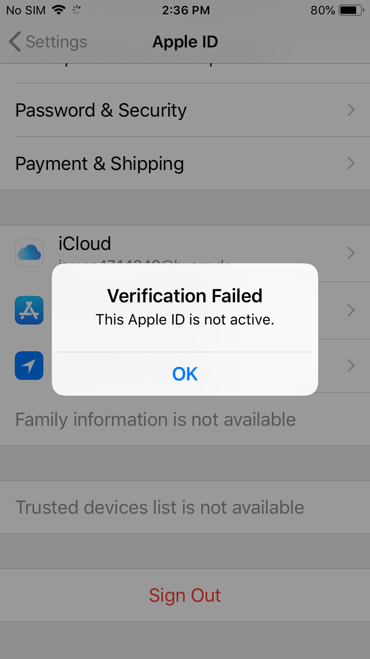 how to fix this apple id is not active?