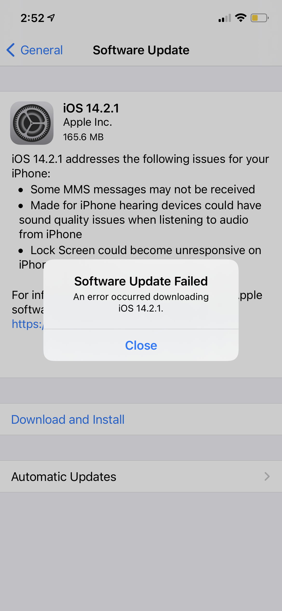 Upgrade To Ios 14 2 1 Keeps Failing Apple Community