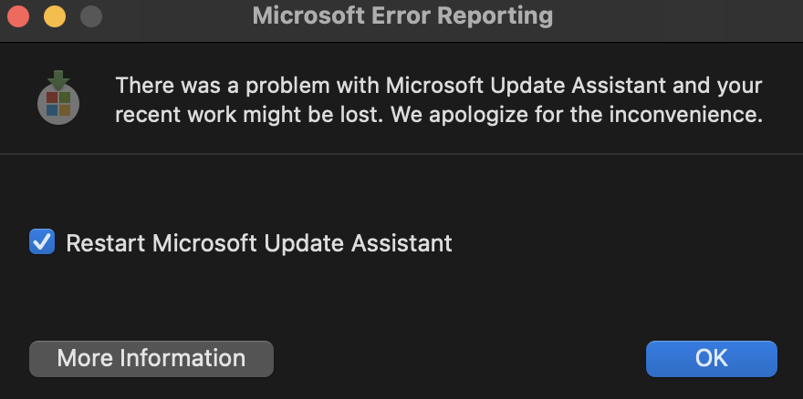 there was a problem with microsoft update assistant mac