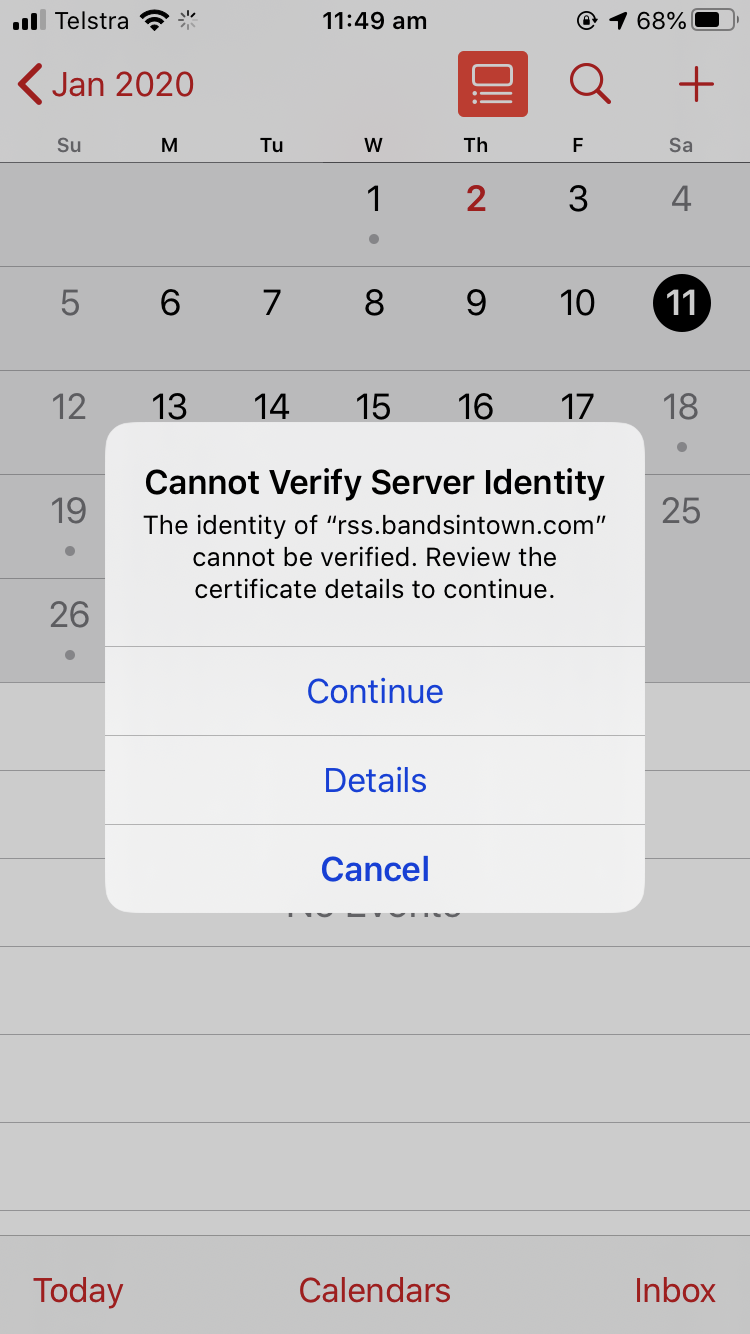 Cannot verify server identity - Apple Community