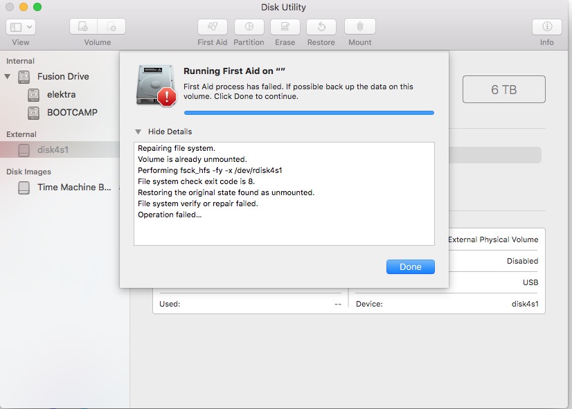 Disk Utility Can T Format Mount An Ex Apple Community