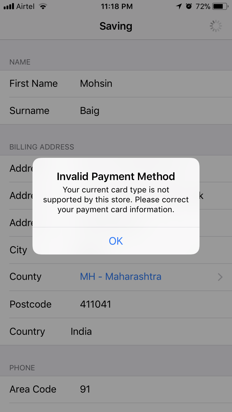 Unable to fix the payment method Apple Community