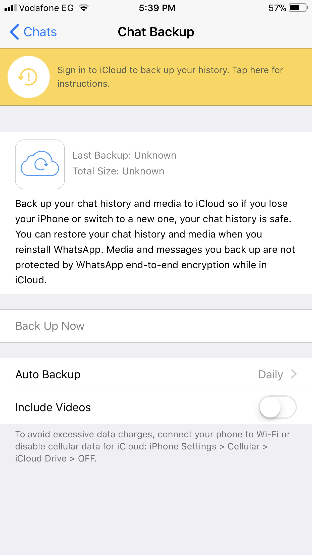 Can T Backup Whatsapp Chats Apple Community
