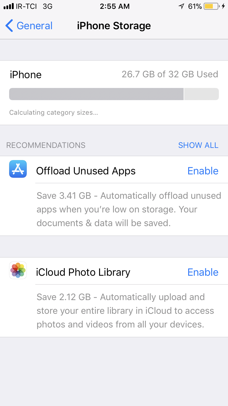 iphone 7 ios 11 storage calculating categ… Apple Community