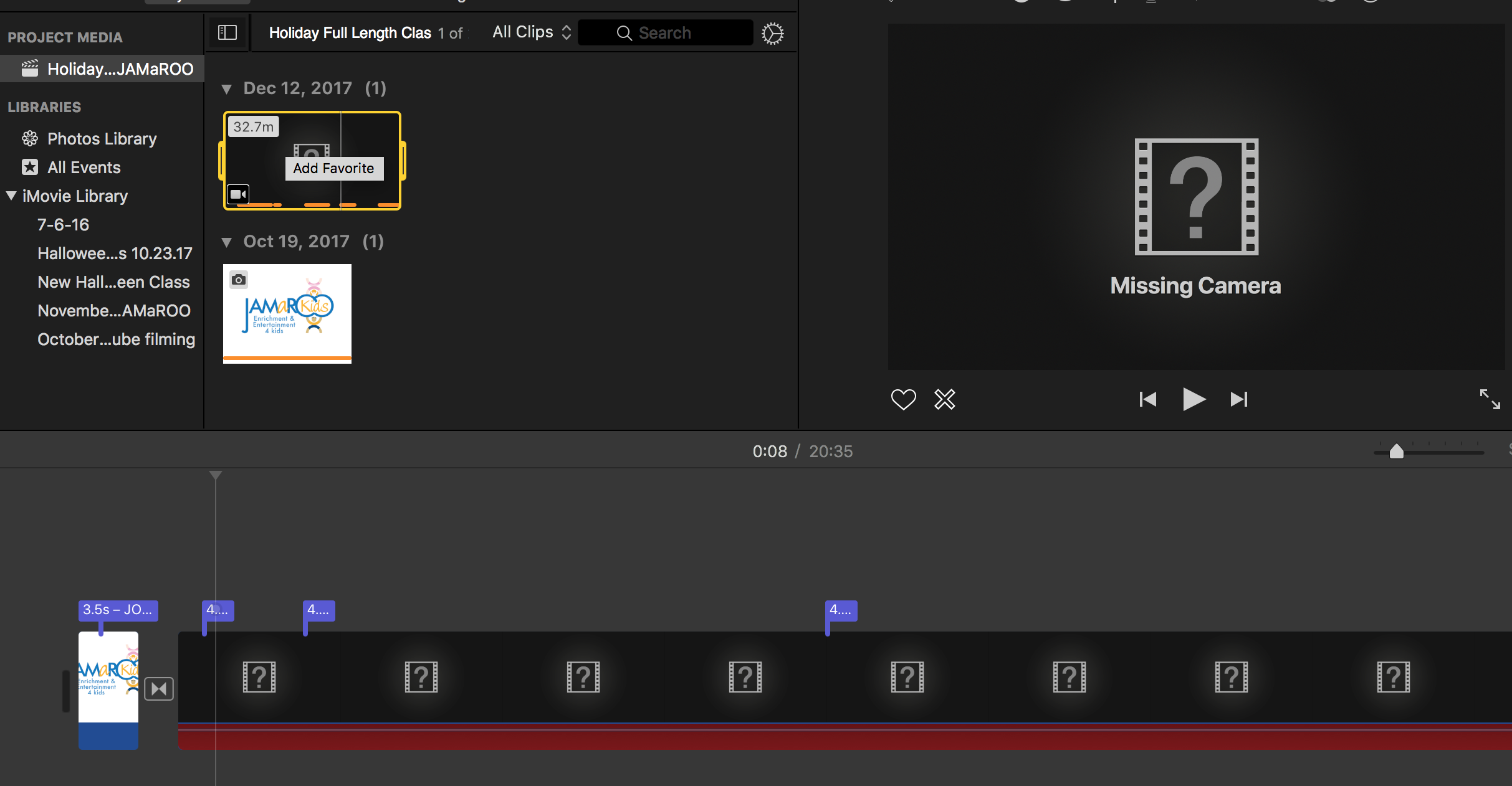 iMovie Missing Camera/Media Apple Community