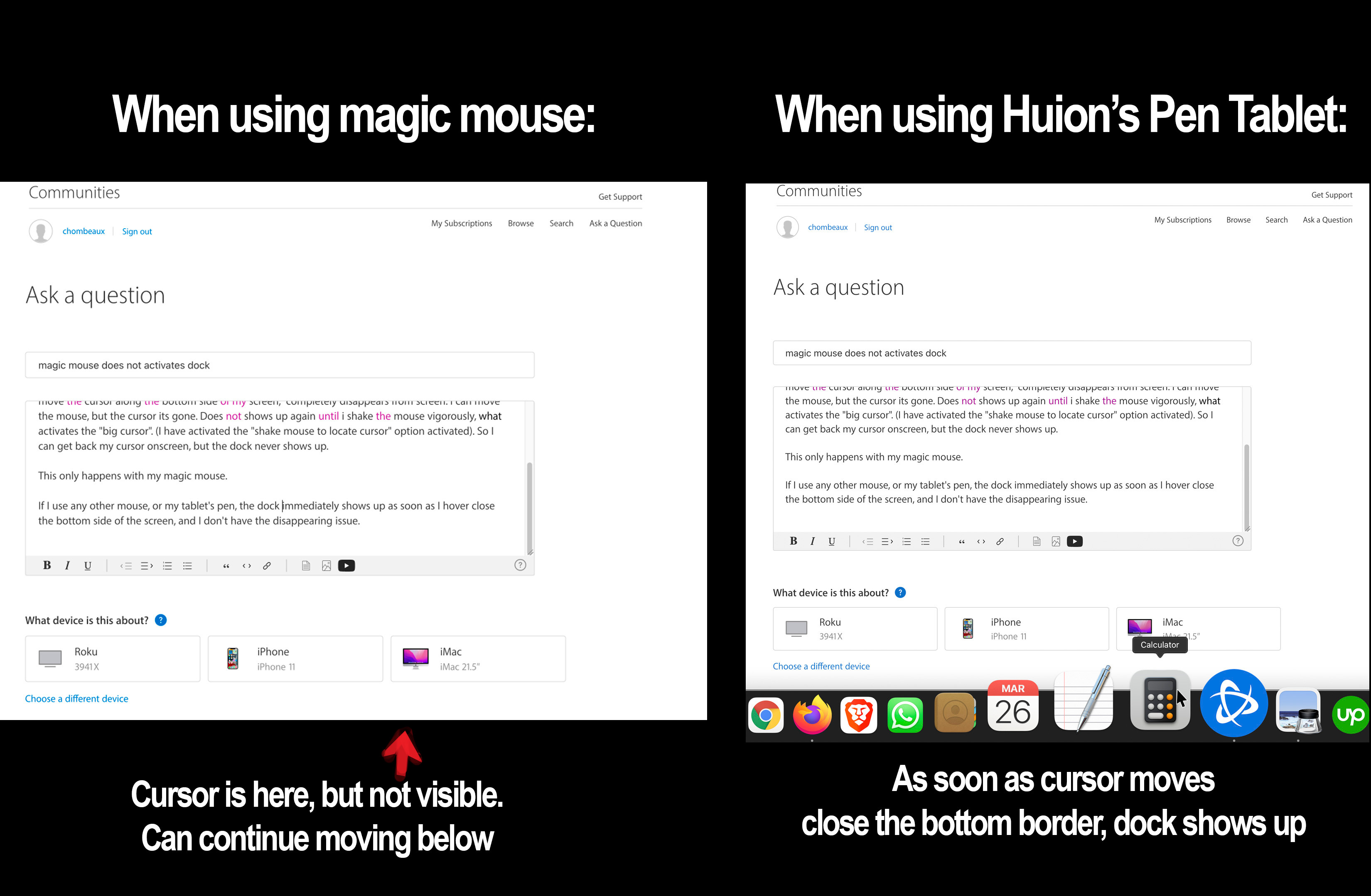 magic mouse does not activates dock - Apple Community