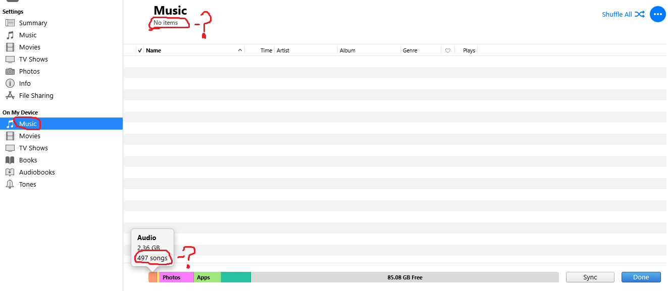 iTunes *devices* music tab not showing my… Apple Community