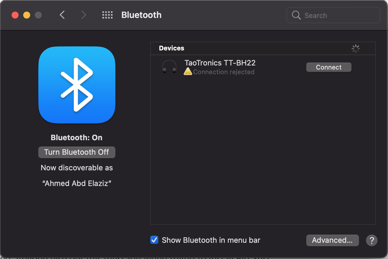 Bluetooth Reject To Connect My Headphone Apple Community