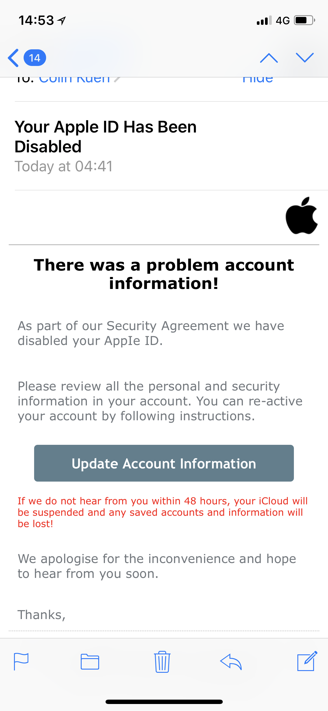 Email Alert That My Apple Id Is Automatic Apple Community 