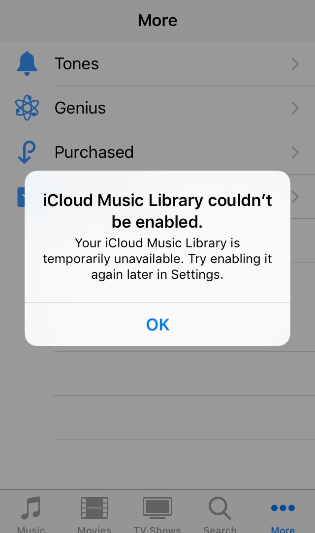 iCloud Music Library couldn’t be enabled - Apple Community