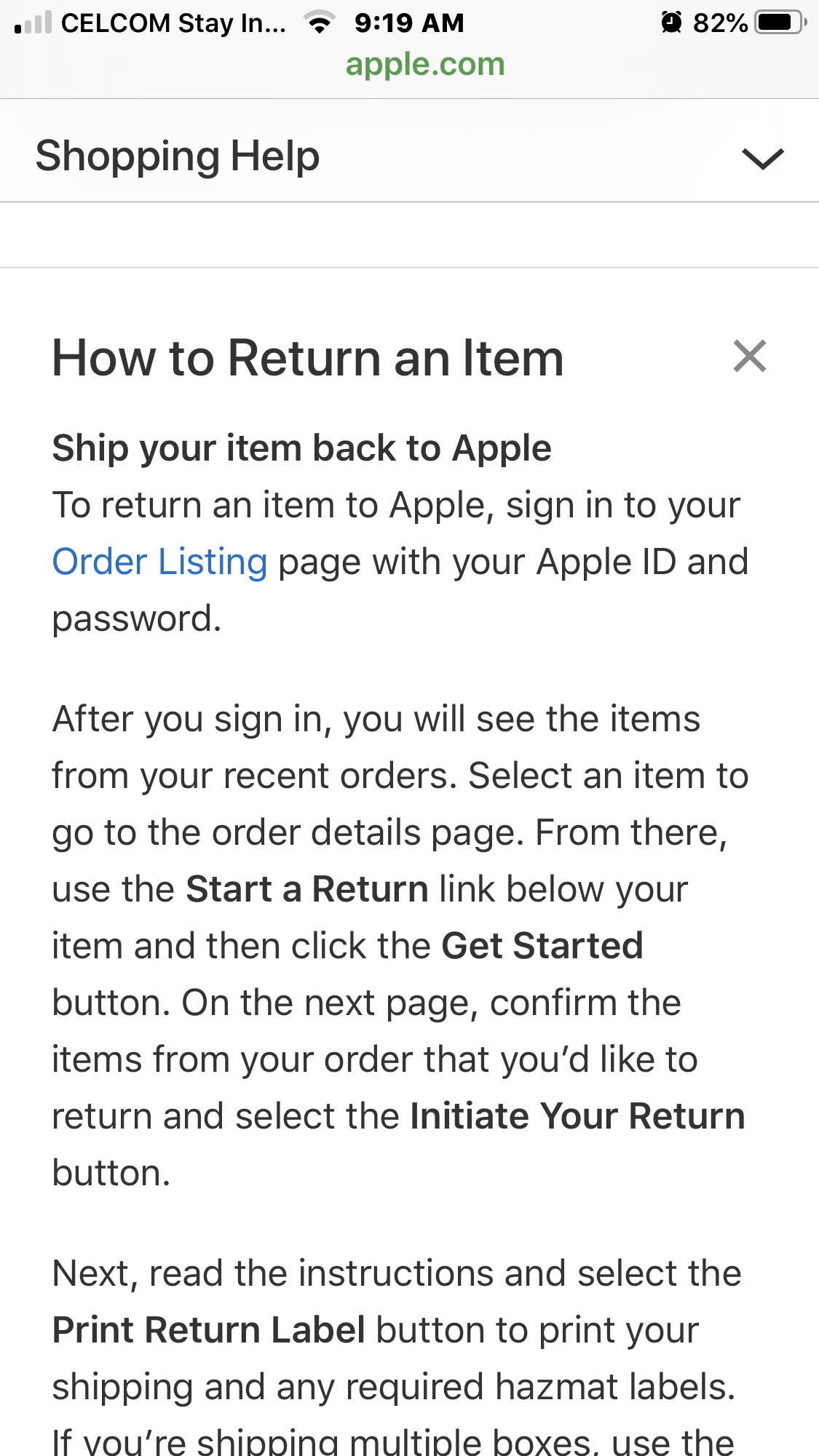 How To Return  Items 