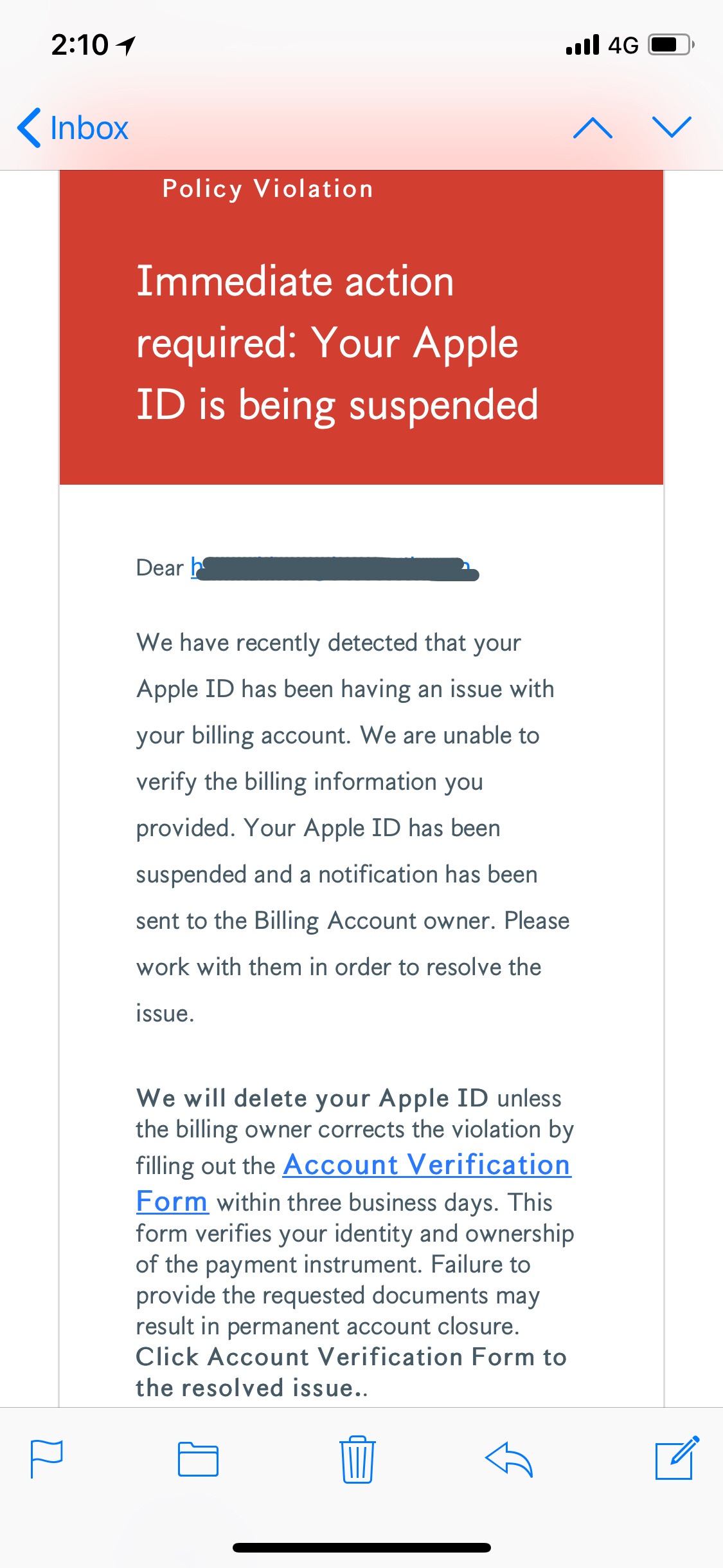 is this a scam email pretending to be app…  apple community